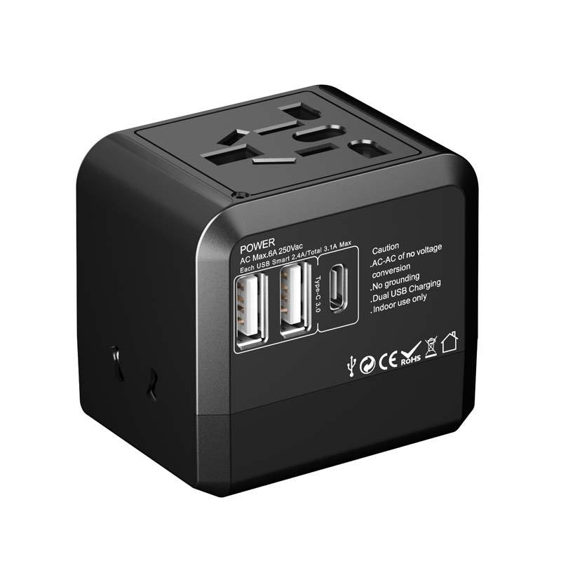 3.1A Fast Charge 1 Type-C Travel Adapter USB Wall Universal Multi-Plug
